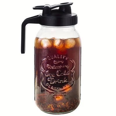 TEMU 64 Oz Mason Jar Pitcher Large Wide Mouth With Lid - 2 Quart Airtight Half Gallon Glass Jug For Water, Juice, Milk, Tea, Iced Coffee And Drinks