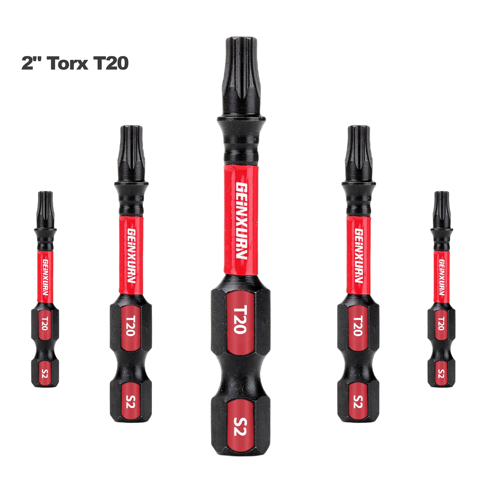 GEINXURN T20 2 pollici. Impatto magnetico resistente # 20 punte Torx Head Power, set di punte per cacciavite T20 in acciaio legato S2