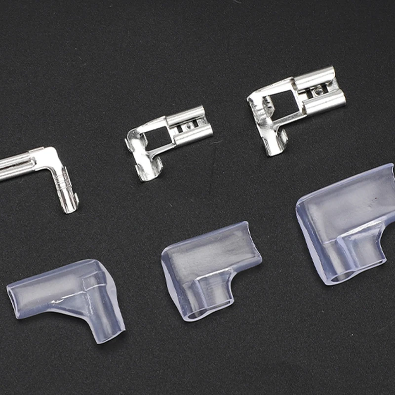 Fahnenförmige Steckerfeder 6,3 mm 4,8 2,8 rechtwinkliger Winkel L-förmiger weiblicher Stecker Plug-in-Drahtverbinder Messing Auto-Kalt-Crimp-Anschlüsse Image