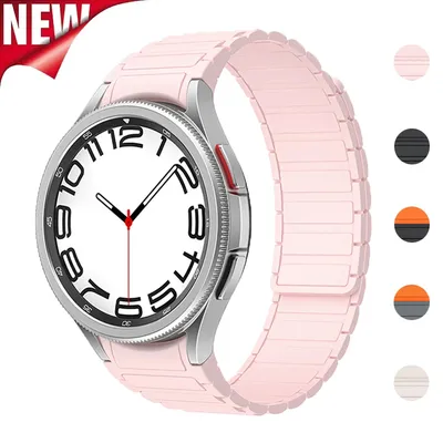 Keine Lücken Silikon armband für Samsung Galaxy Uhr 7 6 5 4 40mm 44mm Band für 5pro 45mm Magnetband Image
