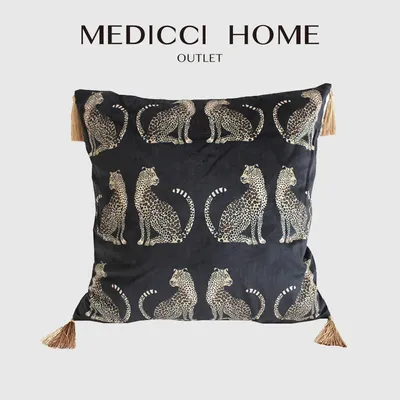Medicci Home Quasten werfen Kissen bezug Leopard Gepard Wildtiere Tiere drucken quadratische Kissen Image