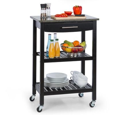 Servierwagen, Küchenregal für Obst und Gemüse, Trolley auf Rädern, Rollwagen mit Arbeitsplatte,