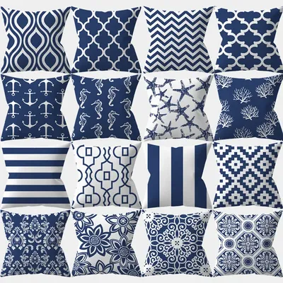 Marineblau Mandala nordischen geometrischen Kissen bezug 45x45 Kissen bezug dekorative Kissen Sofa Image