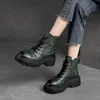 GKTINOO 2025 Kuh Leder Qualität Frauen Schuhe Herbst Winter Platz Med Ferse Stiefeletten Lace Up Zipper Damen Pumps Größe 35-40