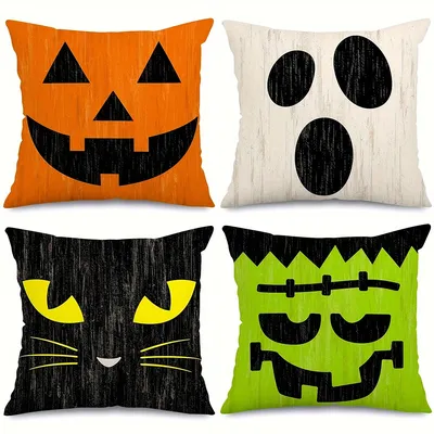 1 Stück Halloween dekorative Kissen bezug, Halloween lustige Ausdruck Kissen bezug, geeignet für Party Home Room Dekoration Image