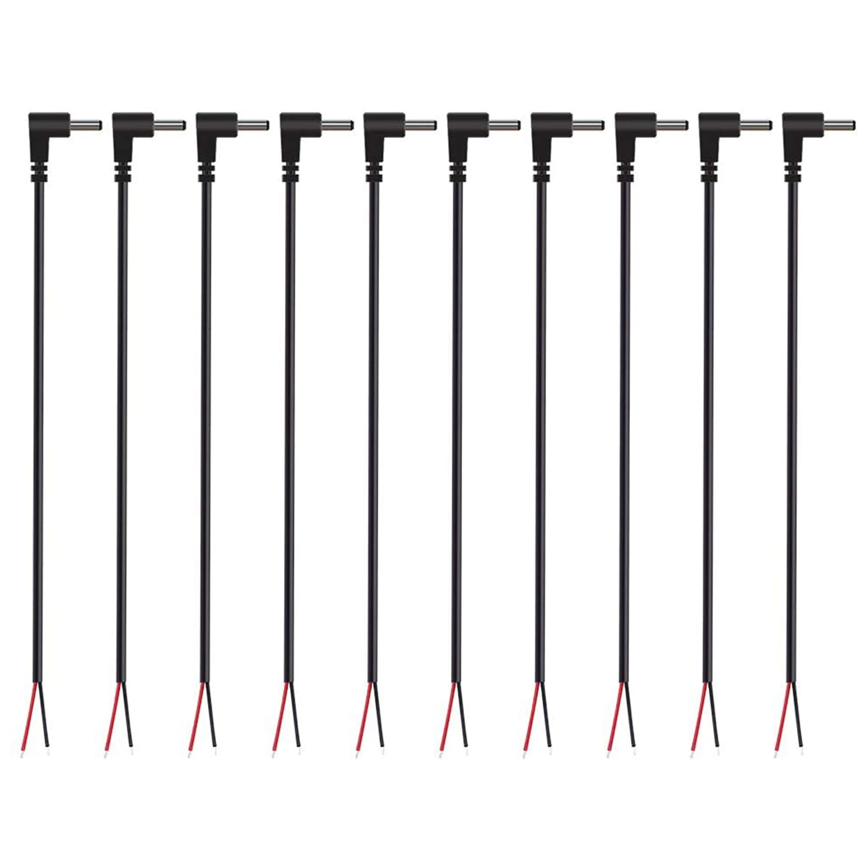 (10er Pack) Ersatz 3,5mm x 1,35mm 90 Grad rechtwinklige Gleichstrom-Stecker buchse zum bloßen Draht mit offenem Ende Image