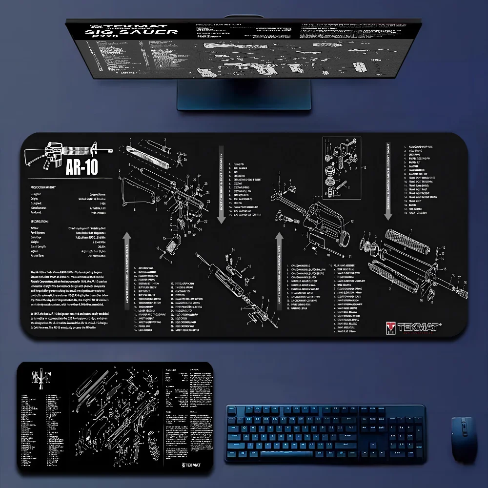 Schwarz ar 15 ak47 Pistole benutzer definierte Haut Büro Computer Schreibtisch Matte Tisch Tastatur große Mauspad Laptop Kissen rutsch fest Image
