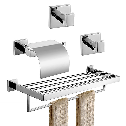 WC-Rollenhalter / Kleiderhaken / Badezimmer Regal Neues Design / Kreativ Moderne / Modern Edelstahl A Stufe ABS / Edelstahl / Metal 4pcs - Bad Wandmontage Image