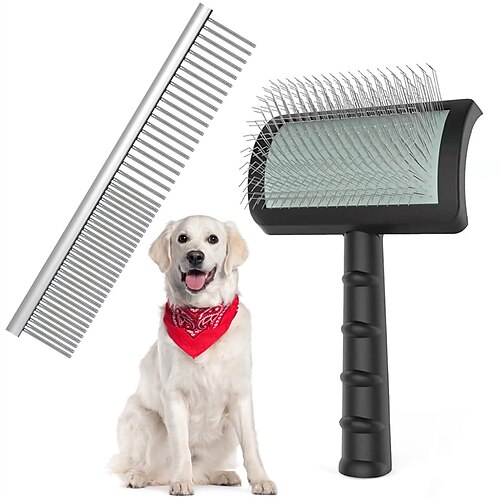 große feste Zupfbürste Wertset für Haustierkamm, extra lange Zupfbürste mit Stiften für Goldendoodle-Hunde, Drahtbürste zur Fellpflege großer Hunde und zur Entfernung von Haaren, entfernt lange und Image