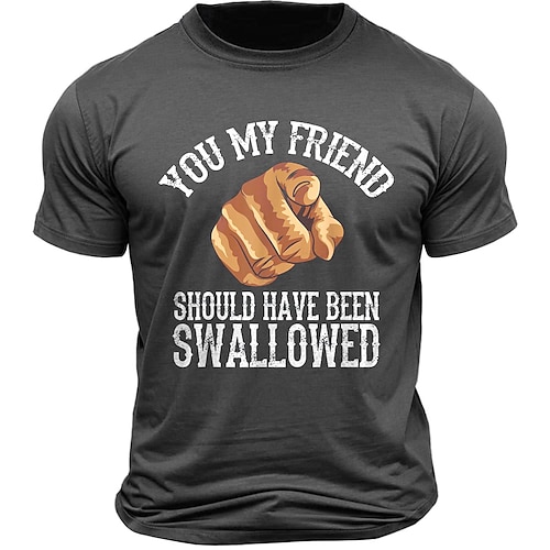 Herren Mit Buchstaben bedruckt Lustig T Shirt T-Shirt 100% Baumwolle Kurzarm Grafik Hemd Schwarz Dunkelgrau Armeegrün Bequemes T-Shirt Straße Sport im Freien Modedesigner-Kleidung Image