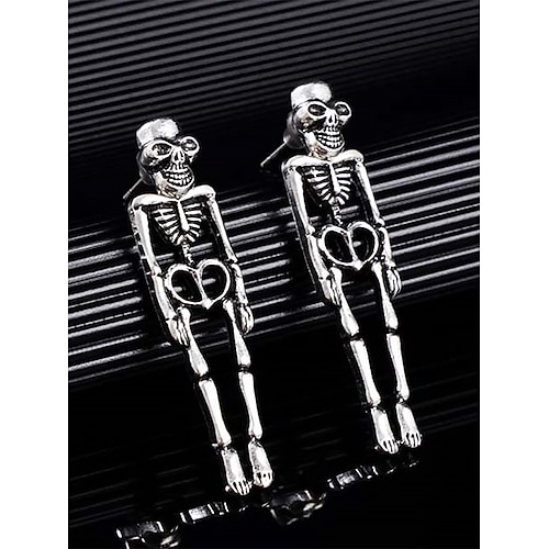 Halloween-Ohrhänger mit Totenkopf-Skelett – Gothic-Stil, Legierungsmaterial, gruseliger Schmuck für Halloween-Partys und Cosplay Image