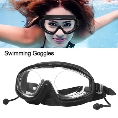 Outdoor Swim Goggles Waterproof Anti-Fog Wide View Scuba Diving Swimming Glasses with Earplugs Adult