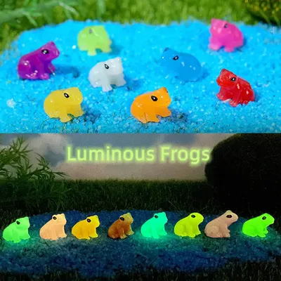 40PCS Luminous Mini Frog Vivarium Decoration Miniature Poison Dart Frog Fairy Garden Accessories