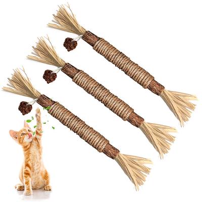 3 Pack Silvervine Cat Toy Silvervine Sticks Cat Toys for Indoor Cats Cat Kitten Chew Toys for Aggressive Chewers Cat Dental Toy for Kitten Teeth Cleaning Matatabi Silvervine for Cats