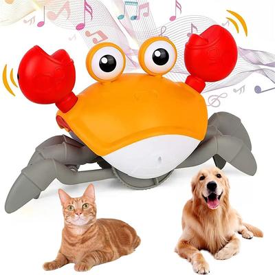 Crawling Crab Dog Cat Toys Escaping Crab Dogs Cats Toy with Obstacle Avoidance Sensor Interactive Pet Toys with Music Sounds Lights for Dogs Cats Dancing Crab Toys Gifts for Puppy Small Medium