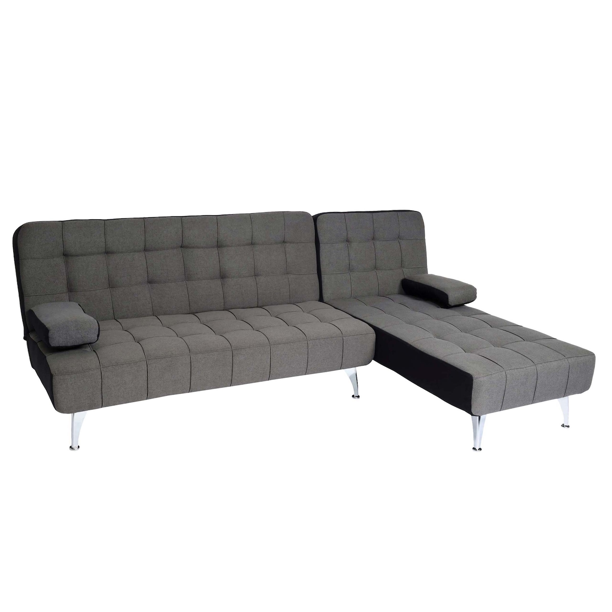 Mendler Schlafsofa HWC-K22, Couch Ecksofa Sofa, Liegefläche links/rechts Schlaffunktion 236cm ~ Stoff/Textil dunkelgrau, schwarz Image