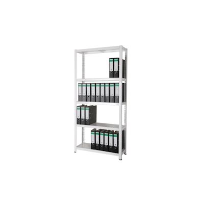 Archivregal 180x90x30 cm 55 Ordner 5 HDF Holzboden 175 KG/Boden weiß SZAGATO Metallregal Fachbodenregal Lagerregal Metall Fachboden Regal Image