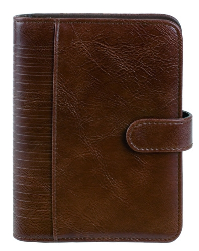 Jüscha bind Systemplaner A6 Lederimitat Druckknopf Einlagen Terminplaner Kalender braun 16601 Image