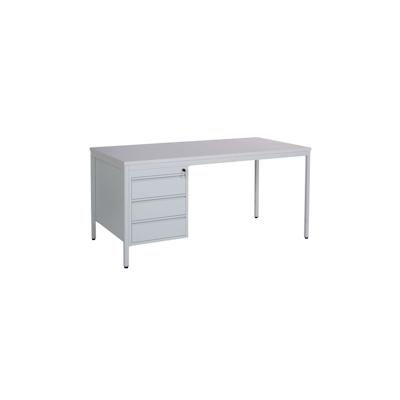 CEHA Büro- und Arbeitsschreibtisch 160 x 80 cm mit Hängecontainer und 3 Schubladen|Gestell lichtgrau, Dekor grau Image