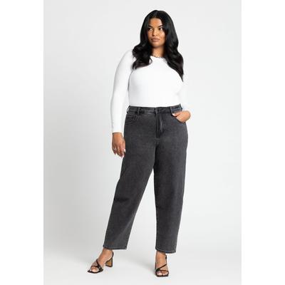 Plus Size Women's The Barrel Leg Jean by ELOQUII in Vintage Black (Size 26)