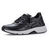 Keilsneaker GABOR ROLLINGSOFT, Damen, Gr. 39, schwarz (schwarz lack), Kalbsleder, Lackleder, unifarben, casual, Schuhe Sneaker, Freizeitschuh, Halbschuh, Schnürschuh, Logoschriftzug an der Ferse