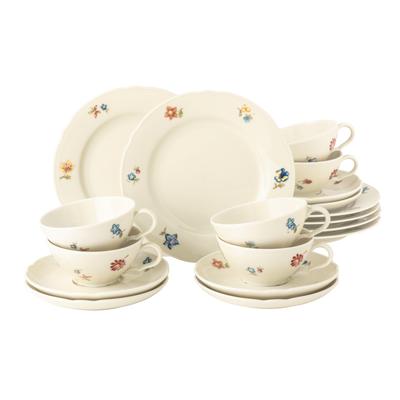 Teeservice SELTMANN WEIDEN "Geschirr-Set, 18 Teile, Marieluise Blütenmeer", bunt (weiß, bunt), 18 tlg., Porzellan, Geschirr-Sets, Teetassen, Teller, Untertassen, Made in Germany 18 Teile, 6 Personen Image