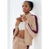 Sweatjacke S.OLIVER, Damen, Gr. 36/38, beige (sand), Sweatware, Obermaterial: 95% Baumwolle, 5% Elasthan, unifarben mit Farbeinsatz, sportlich, lässig geschnitten normal, Rundhals, Langarm mit Ärmeleinsatz angesetztes Bündchen, Sweatjacken, mit...
