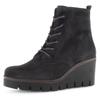 Stiefelette GABOR, Damen, Gr. 38,5, schwarz, Veloursleder, unifarben, modisch, Schuhe, Keilabsatz, Schnürboots, Keilstiefelette, Best Fitting-Ausstattung