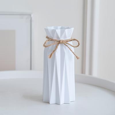 TEMU 1pc, White Plastic Origami Vase, 6.9 Inches Tall, Solid Color Plastic Porcelain , For Tabletop Centerpiece, Living Room Kitchen, Farm House, Holiday Celebration Decoration, Twine Inside