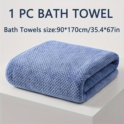 TEMU 1pc Oversized Bath Towel 35.4x67 Inch (90x170cm) - Pineapple Lattice Pattern Microfiber, High Absorbency & , Contemporary Design For Bathroom, Gym, Hotel, Home - Options, Microfiber Texture Image