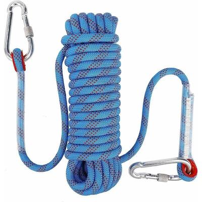 Ulisem Kletterseil mit statischem Sicherheitskarabiner, 10 mm, Polyester, Bergsteigerseil, Rettung