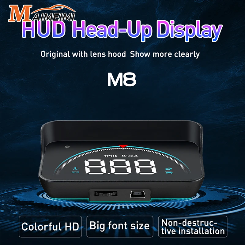 M8 Head Up Display Auto OBD2 EUOBD Übergeschwindigkeitswarnsystem Projektor Windschutzscheibe Auto Elektronische Geschwindigkeit Wassertemperatur Spannungsalarm Image