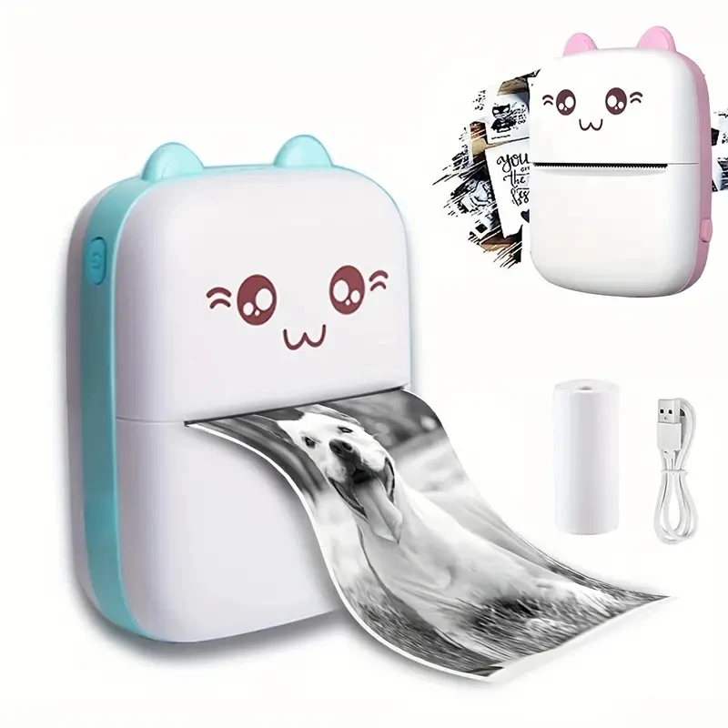 Mini CAT tragbare Thermo drucker Druck Foto Tasche Thermo-Etiketten drucker 58mm Druck drahtlose Bluetooth Android iOS Drucker Image