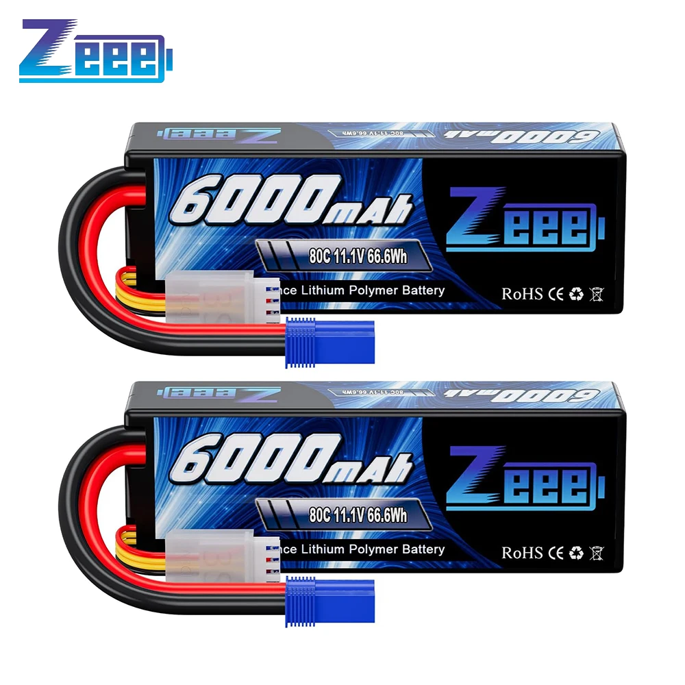 1/2 Stück Zeee 3S Lipo-Akku 11,1 V 80C 6000 mAh Hardcase mit EC5-Stecker für RC-Cars RC-Hobbys Buggy-LKWs Boote für FPV-Drohnen