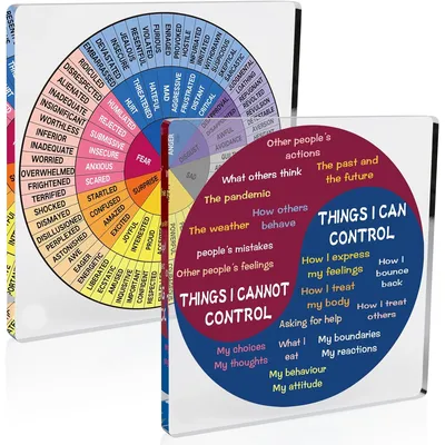 2-teiliges Acryl-Gefühlrad „Dings I Can Control Therapy Emotions Wheel“ als Geschenk für geistige Gesundheit Image