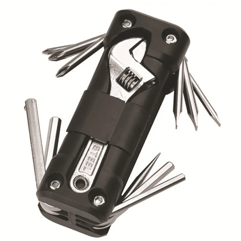Kit d'outils de vélo polyvalent, ensemble multi-outils avec outils de réparation de pneus, tournevis et chaîne pour vtt et vélos de route