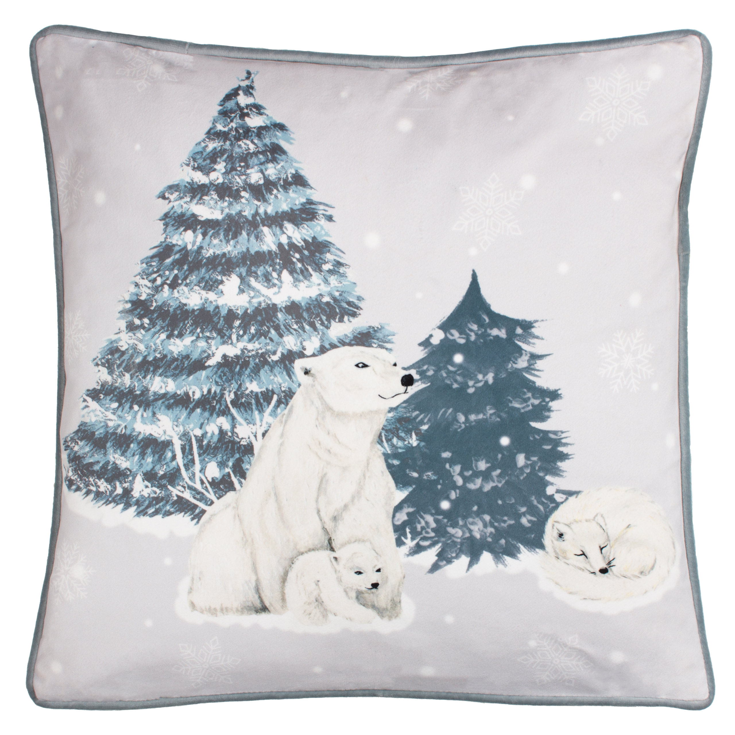 furn. Arcticus Polar Bear Fleece Feather Filled Cushion - Blue - Size 45 cm x 45 cm | furn. Sale | Discount Designer Brands