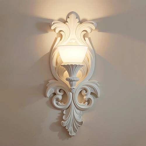 LED-Innenwandleuchte 3-Farben-Lichtquelle Französisch Retro Nordischer Stil Luxus Geschnitzt Dekorativ Für Café Schlafzimmer 110-240V Image