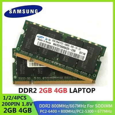 SAMSUNG DDR2 Memory RAM SODIMM Laptop Non ECC Unbuffered memoria 4GB 2GB 667Mhz PC2-5300S 800MHz