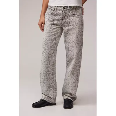 BDG Lenn Straight Leg Snake Print Trousers - Neutral 27W 32L at Urban Outfitters