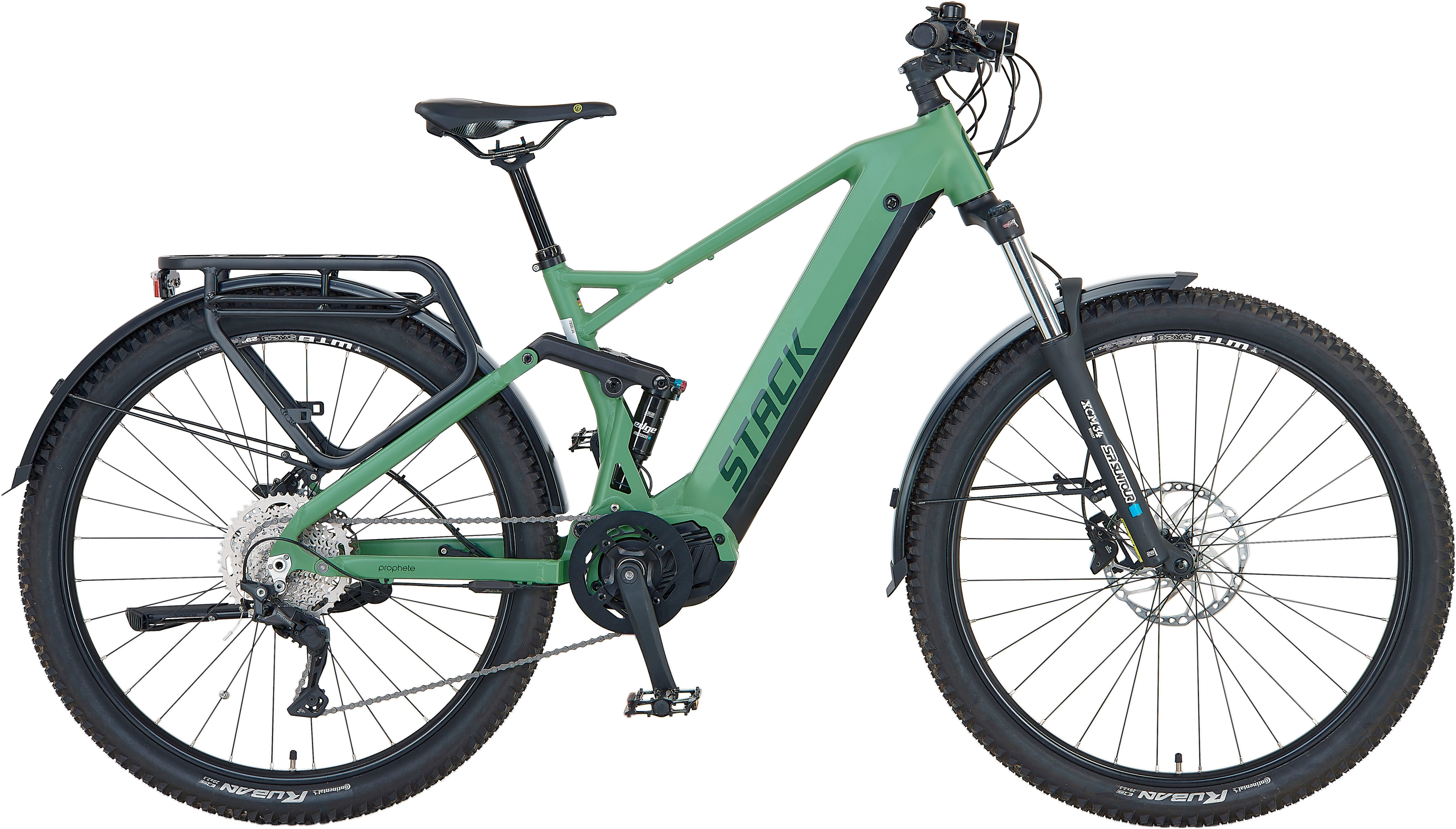 E-Bike PROPHETE "Stack 5.0" Gr. 48, grün (schwarz), Elektrofahrräder, 48cm, 29 Zoll (73,66cm), Pedelec, Elektrofahrrad für Damen u. Herren, MTB Image