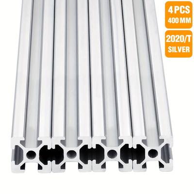 TEMU 4pcs T Slot 2020 Aluminum 400mm Anodized Extruded Aluminum For 3d Diy Silvery