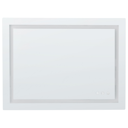 Badspiegel Silber Rechteckig 60 x 80 cm mit LED Beleuchtung Antibeschlag Farbwechsel Touch Sensor Modern Lichtspiegel Hängespiegel Wandspiegel