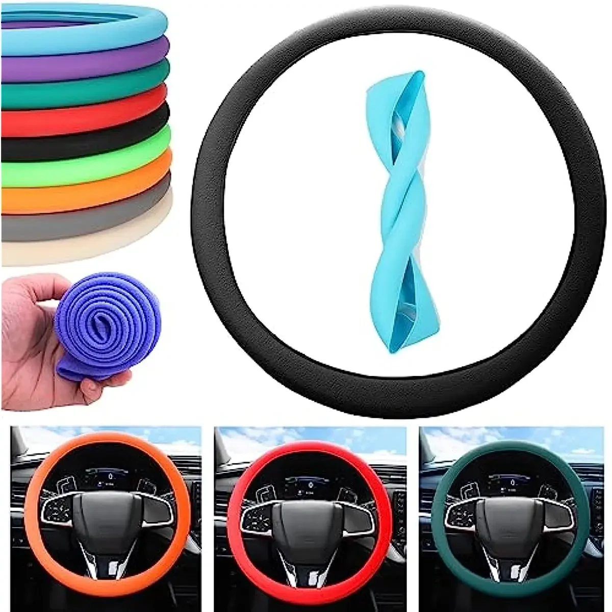 Coprivolante in Silicone antiscivolo, coprivolante per auto, coprivolante per auto elasticizzato antiscivolo