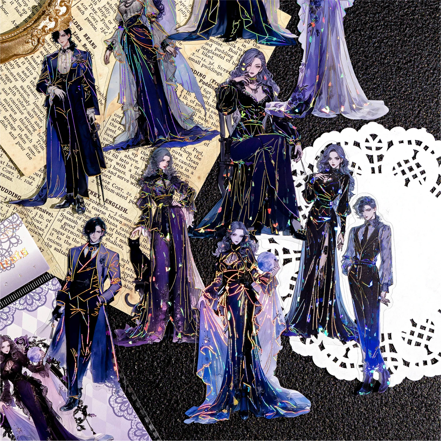 10 Stück Bronzing Laser Charakter PET Aufkleber Dekorative Collage Tagebuch Album Scrapbooking Material Junk Journal Supplies Image