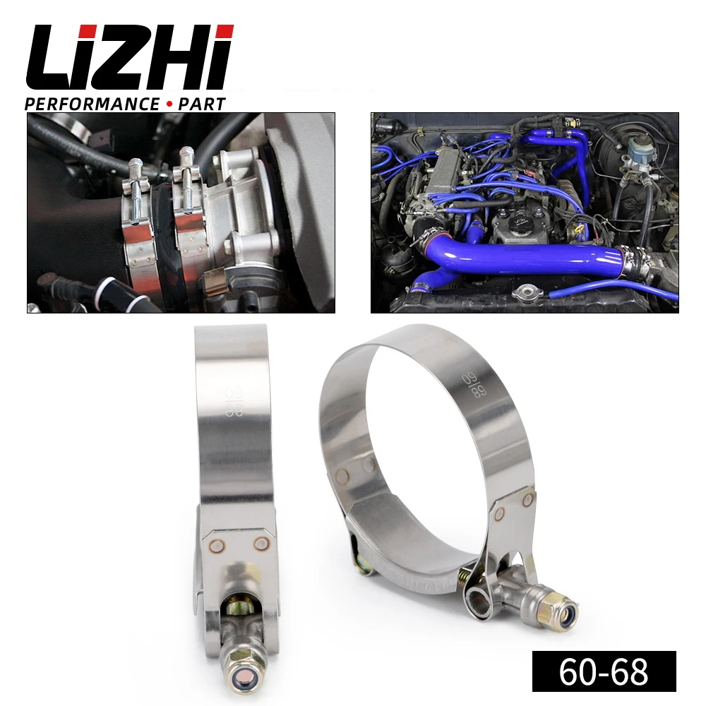 2PCS 2,25 "KLEMMEN 60MM-68MM EDELSTAHL SILIKON TURBO SCHLAUCH KOPPLER T BOLZEN KLEMME KIT HOHE QUALITÄT SS304 LZ5251 Image