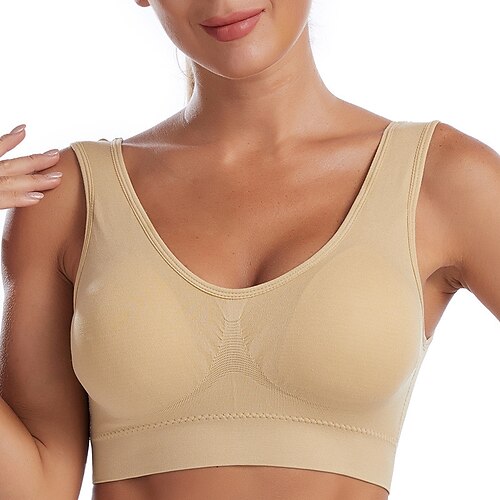 Damen Leichte Unterstützung Sport Bustier bh Sport-BH Bustier Rückenfrei mit am Rücken überkreuzten Trägern BH-Oberteil Gefüttert Fitness Freizeit Sport Laufen Atmungsaktiv Leichtgewichtig Weich Image