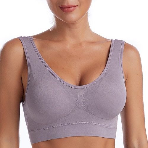 Damen Leichte Unterstützung Sport Bustier bh Sport-BH Bustier Rückenfrei mit am Rücken überkreuzten Trägern BH-Oberteil Gefüttert Fitness Freizeit Sport Laufen Atmungsaktiv Leichtgewichtig Weich Image