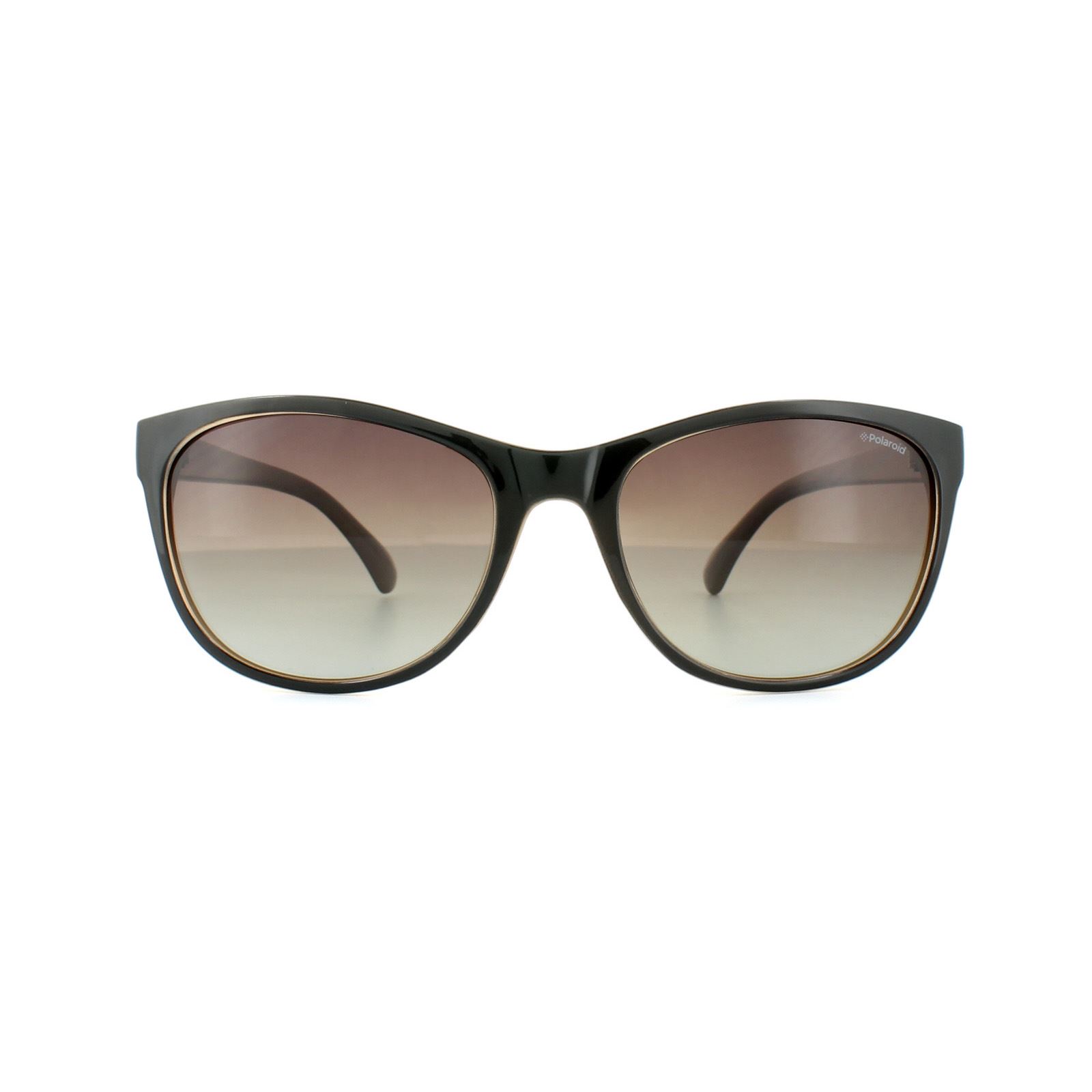 Polaroid Oval Womens Schwarz Braun Gradient Polarisierte Sonnenbrille Image