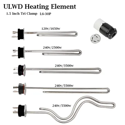 Homebrew Kettle Heating Element 1.5 Inch Tri Clamp Integrated All Stainless Steel ULWD Foldback